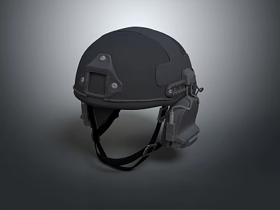 Black Tactical Helmet With Adjustable Straps And Military Protective Gear Design 3d model
