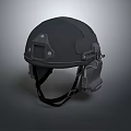 Black Tactical Helmet With Adjustable Straps And Military Protective Gear Design