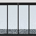 Modern Sliding Door With Black Frame And Glass Featuring Gradient Dot Pattern 3d model