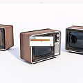 Three Vintage Televisions with Wooden Cases and Old-Fashioned Design on White Background