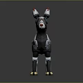 Mechanical Dog Robot Character With White Metal Body And Red Ears