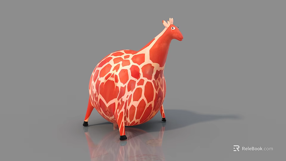 Cute Reptile with Orange and White Spots Round Body Black Legs on Gray Reflective Surface 3d model 