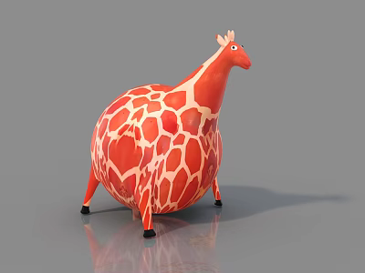 Cute Reptile with Orange and White Spots Round Body Black Legs on Gray Reflective Surface 3d model
