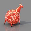 Cute Reptile with Orange and White Spots Round Body Black Legs on Gray Reflective Surface