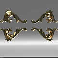 Golden Carved Decorative Ornaments with Curved Patterns for Furniture Decor