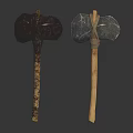 Traditional Hardware Hammers With Wooden Handles And Stone Heads For Workshop Use