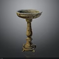 Antique Ornate Pedestal Sink With Intricate Carved Base And Marble Basin