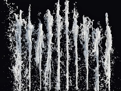 Garden Ornament With Slim Nozzles Splashing Water Streams On Black Background 3d model