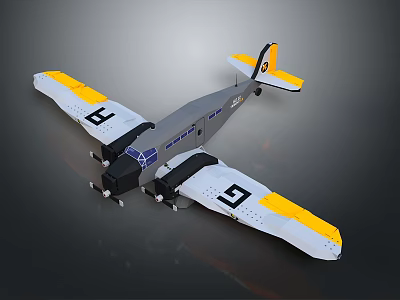 Military Aircraft Weapon With Gray Body Twin Engines And White Yellow Wings Featuring Black Insignia 3d model