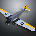 Military Aircraft Weapon With Gray Body Twin Engines And White Yellow Wings Featuring Black Insignia