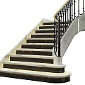 Marble Staircase With Greek Key Pattern Wrought Iron Railing And Golden Handrail Design