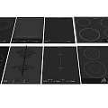 Modern Kitchen Appliances Featuring Various Black Electric Cooktops with Different Burner Configurations 3d model