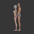 3D Rendered Male And Female Figures In Underwear Standing Together