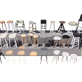 Various Style Bar Stools With Different Materials And Designs For Home Decor 3d model