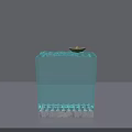 Blue Glass Cube Decorative Ornament Set Featuring White Wave Bottom and Small Boat Top