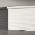 Two Black And White Roller Shutters Placed Against Wall On Gray Concrete Floor