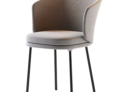 Modern Light Gray Upholstered Leisure Chair With Curved Backrest And Slim Black Legs 3d model