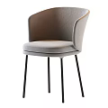 Modern Light Gray Upholstered Leisure Chair With Curved Backrest And Slim Black Legs