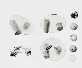 Modern coffee table glass coffee table glass round table 3d model