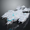 Detailed Sci Fi Silver Spaceship Model With Blue Lights And Complex Design 3d model