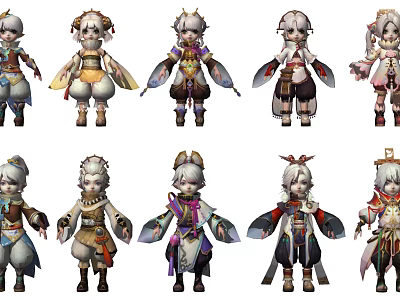 Multiple Game Movie Characters With Diverse Traditional Modern Costumes And Styles 3d model