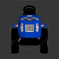 Blue Kids Toy Tractor With Black Seat White Wheels And Flame Snowflake Decals