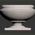 Elegant Stone Garden Ornament Planter With Double Layer Design And Square Base 3d model