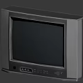 Vintage CRT Television With Silver Frame Black Screen And Front Control Buttons Design