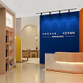 Modern Shop Interior Design With Colorful Walls Display Areas Counter And Shelves