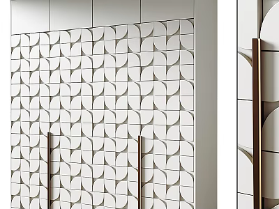 Modern Wardrobe Design With Geometric Pattern Doors And White Wooden Frames 3d model