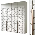 Modern Wardrobe Design With Geometric Pattern Doors And White Wooden Frames 3d model