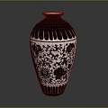 Elegant Ceramic Vase With Intricate Floral Patterns And Brown White Design 3d model