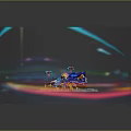 Futuristic Colorful Racing Car With Robots Driver On Tech Platform 3d model
