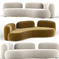Modern Multi Person Sofa With Soft Upholstery And Round Edges In Beige Brown