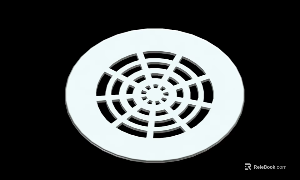 White Circular Drain Cover With Radial Grid Design And Perforated Holes 3d model 