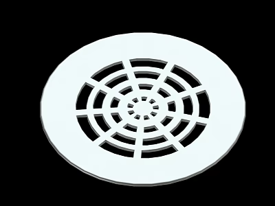 White Circular Drain Cover With Radial Grid Design And Perforated Holes 3d model