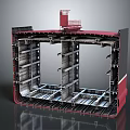 Building Construction Frame Section View With Red Exterior And Multi Level Metal Supports 3d model