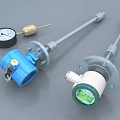 Industrial Equipment Level Sensors With Stainless Steel Rod Blue White Heads And Pressure Gauge
