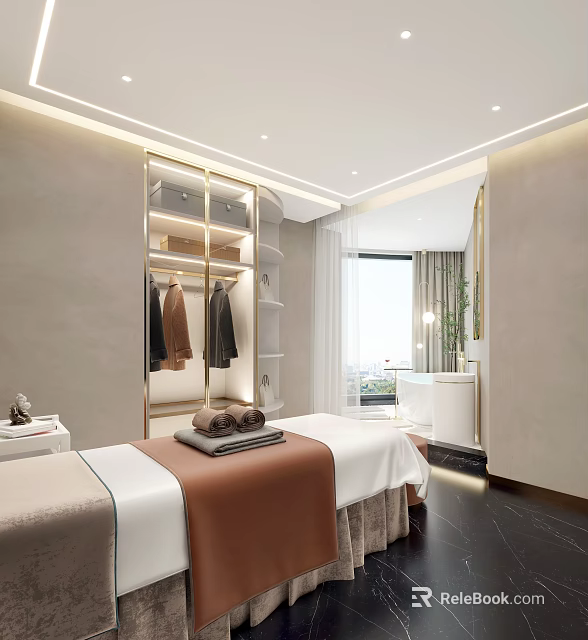 Modern Beauty Hair Salon Interior With Styling Stations And Beauty Tools 3d model 