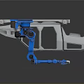 Game and Movie Character Futuristic Mechanical Robot With Metallic Frame And Blue Hydraulic Components
