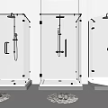 Modern Shower Sauna with Three Glass Enclosures and Slippers in Bathroom Design