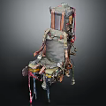 Unique Handmade Creative Chair With Mixed Fabric Straps And Colorful Artistic Details