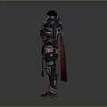 Armored Warrior Character With Red Cape And Large Battle Axe Design