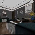 SPA Sauna Interior Design With Massage Table Wooden Furniture And Green Plants