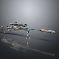 High Precision Sniper Rifle With Optical Scope Tripod Stand And Metallic Long Barrel 3d model
