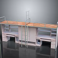 Metal Frame Bunk Bed With Desk Storage Cabinet And Ladder Structure 3d model