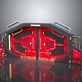 Futuristic Sci-Fi Gate Design With Red Panels Metal Frame And Warning Stripes 3d model