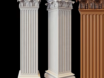 Architectural Columns With Classical Design Fluted Details And Color Variations 3d model