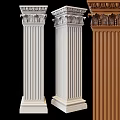 Architectural Columns With Classical Design Fluted Details And Color Variations