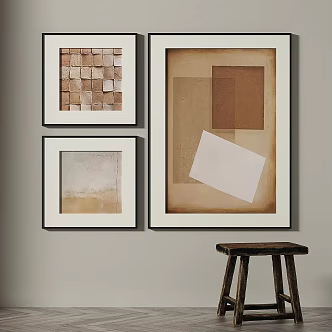 Quiet Retro Abstract Decorative Painting 3d model